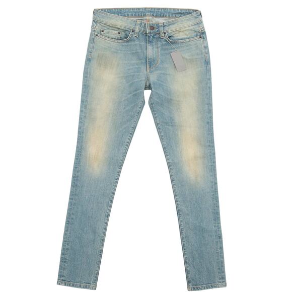 6397 Designer Italian Loose Skinny Dirty Faded Blue Green Jeans Size 27 - Picture 1 of 12
